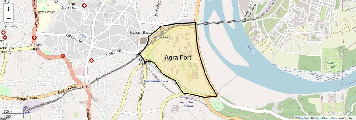 Location Map of Agra Fort, Agra