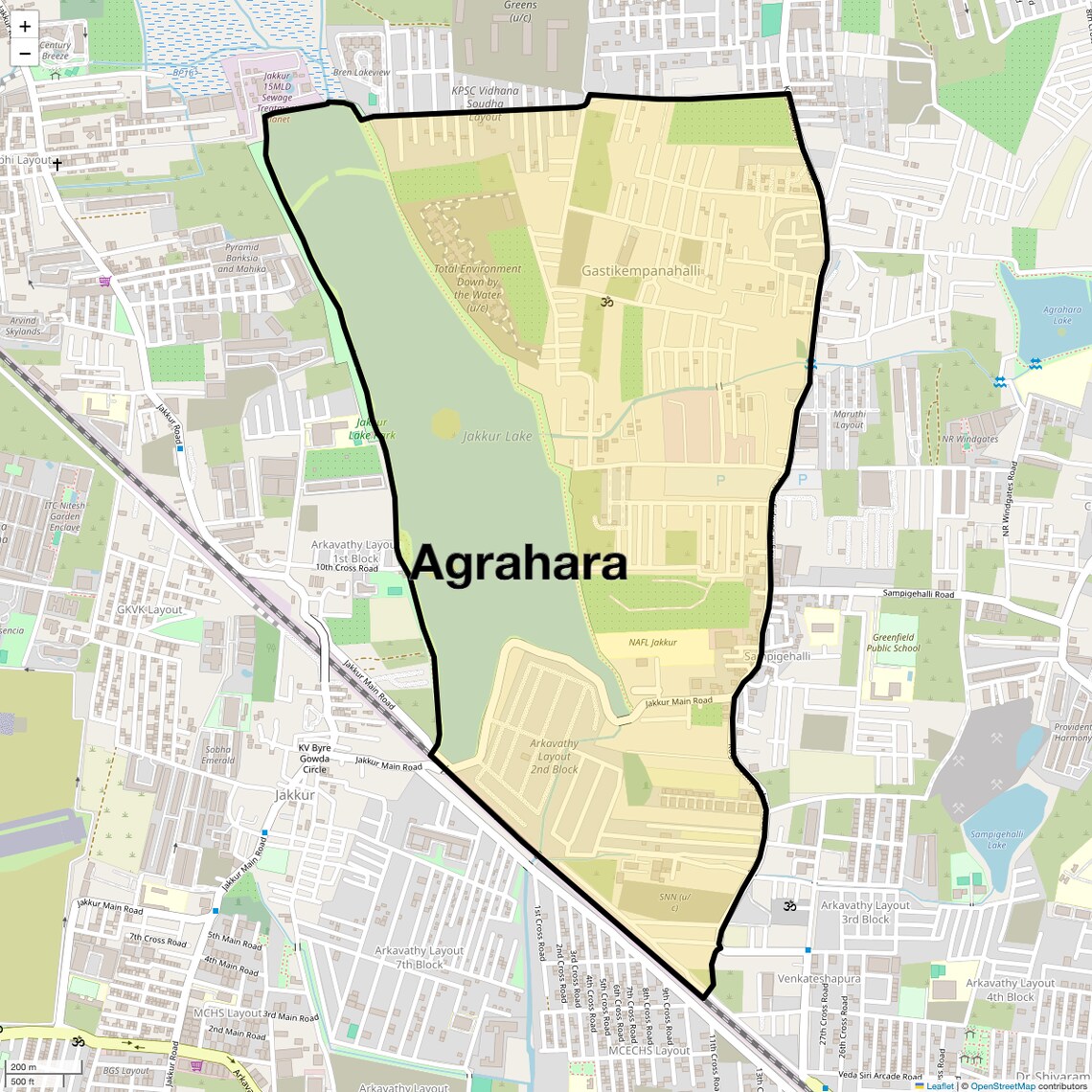 Location Map of Agrahara, Bangalore