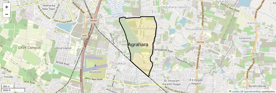 Location Map of Agrahara, Bangalore