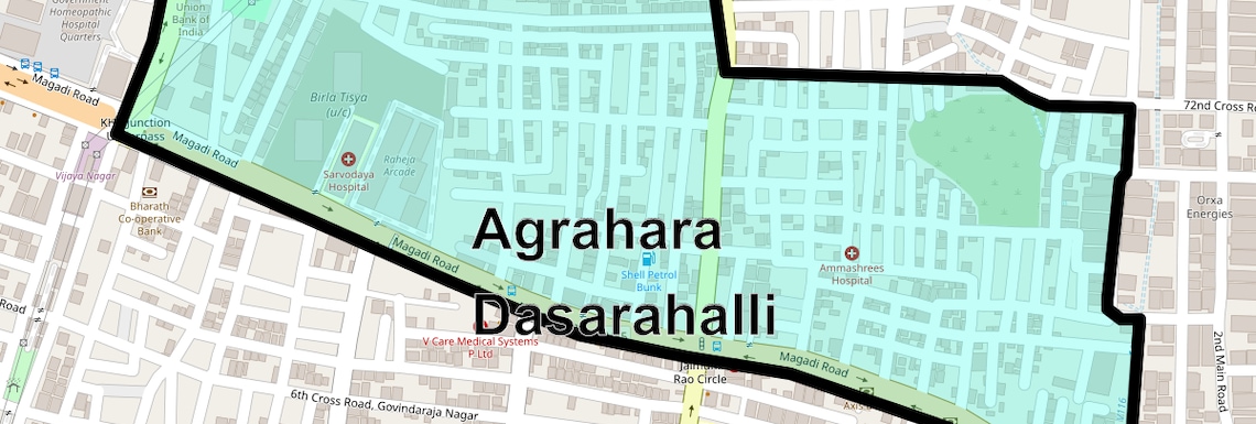 Location Map of Agrahara Dasarahalli, Bangalore