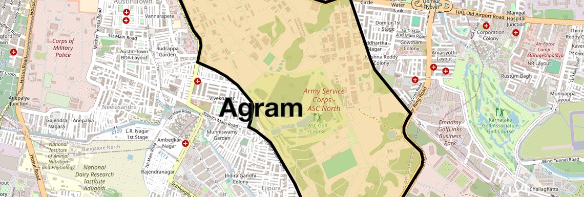Location Map of Agram, Bangalore