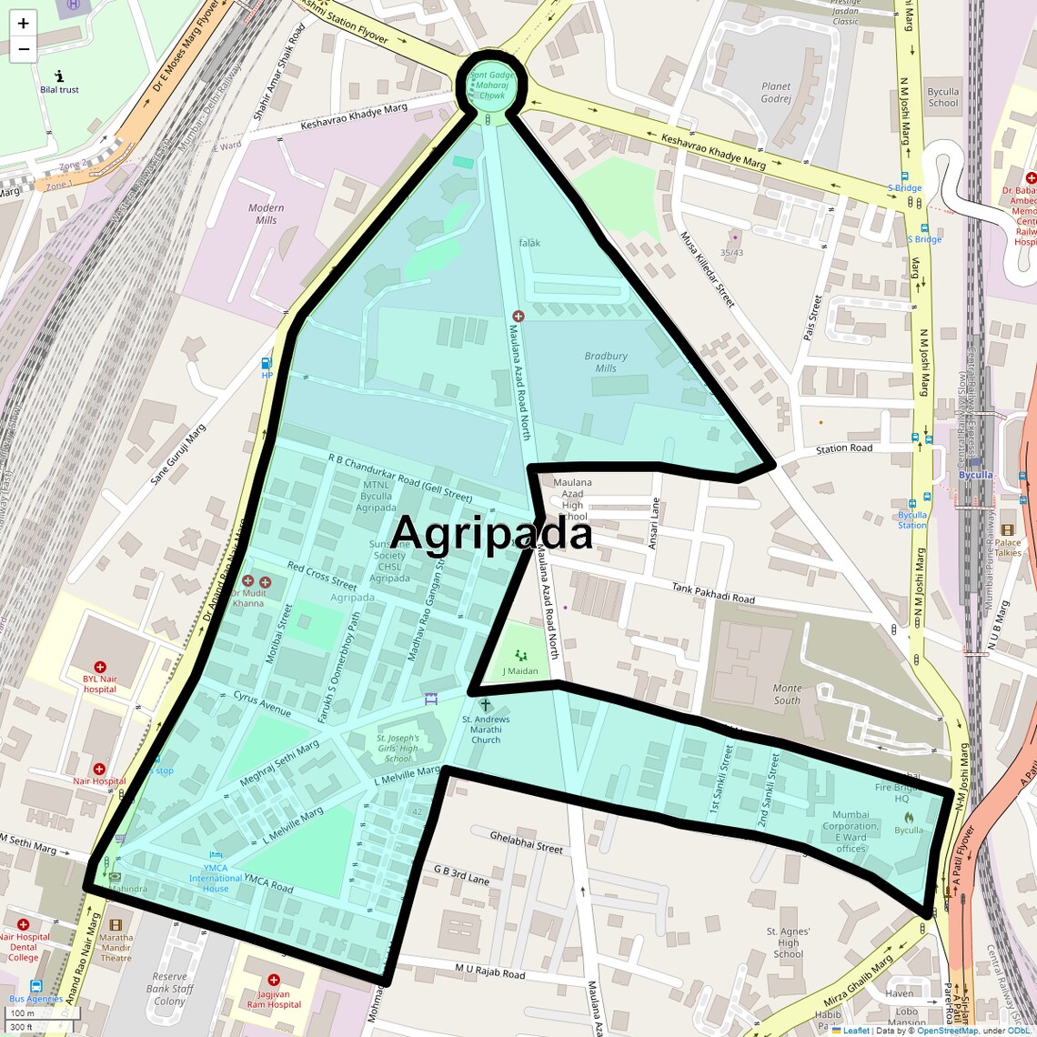 Location Map of Agripada, Mumbai
