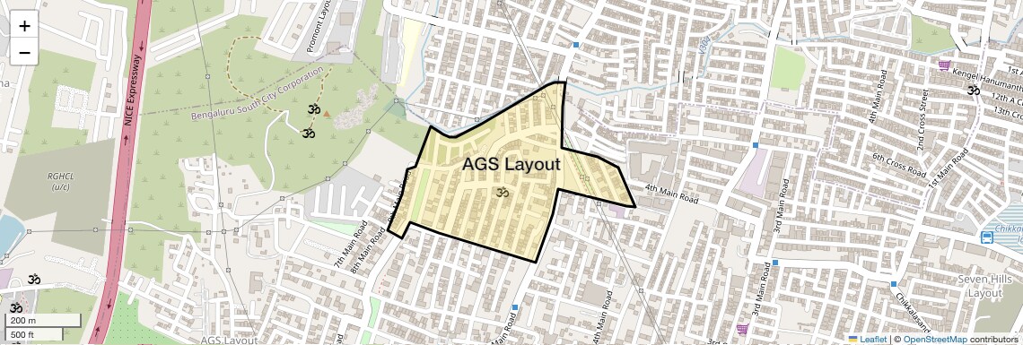 Location Map of AGS Layout, Bangalore