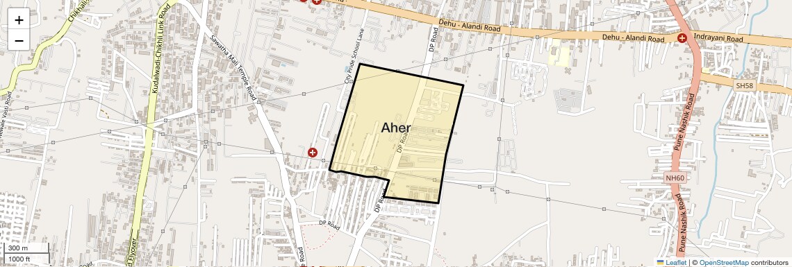 Location Map of Aher, Pune