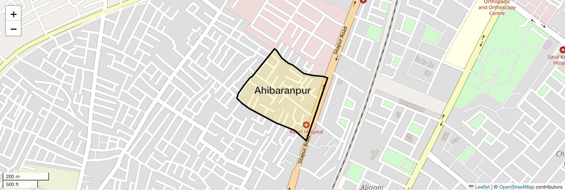 Location Map of Ahibaranpur, Lucknow