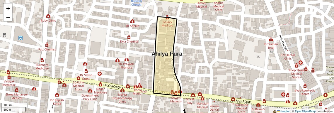 Location Map of Ahilya Pura, Indore