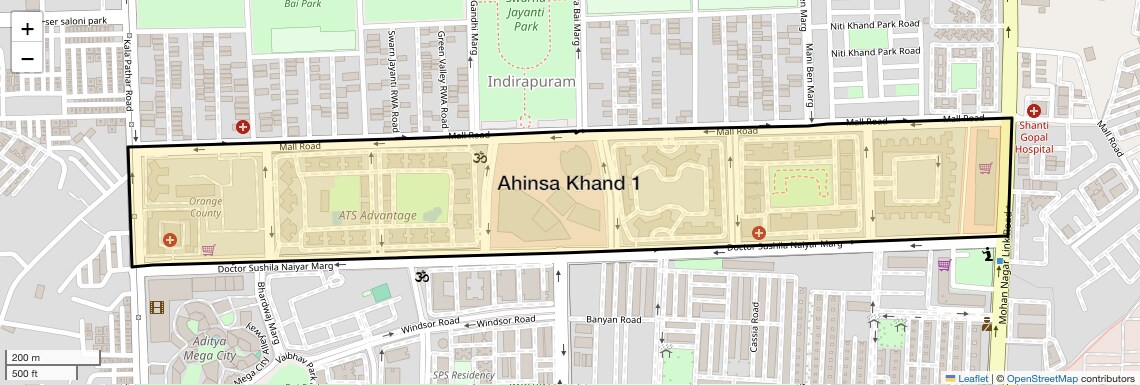 Location Map of Ahinsa Khand 1, Ghaziabad