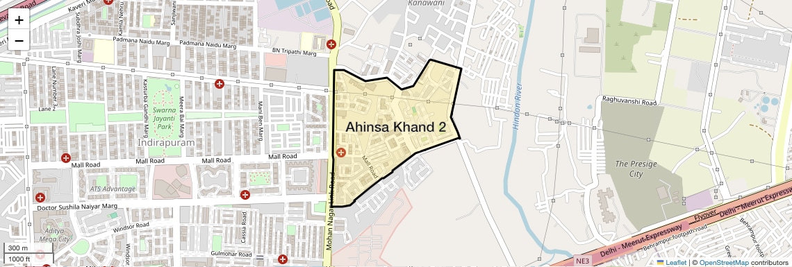 Location Map of Ahinsa Khand 2, Ghaziabad