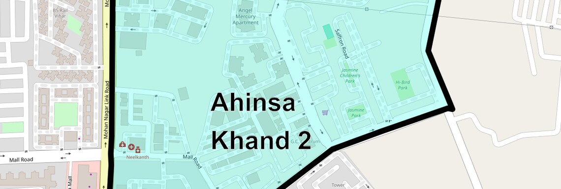 Location Map of Ahinsa Khand 2, Ghaziabad
