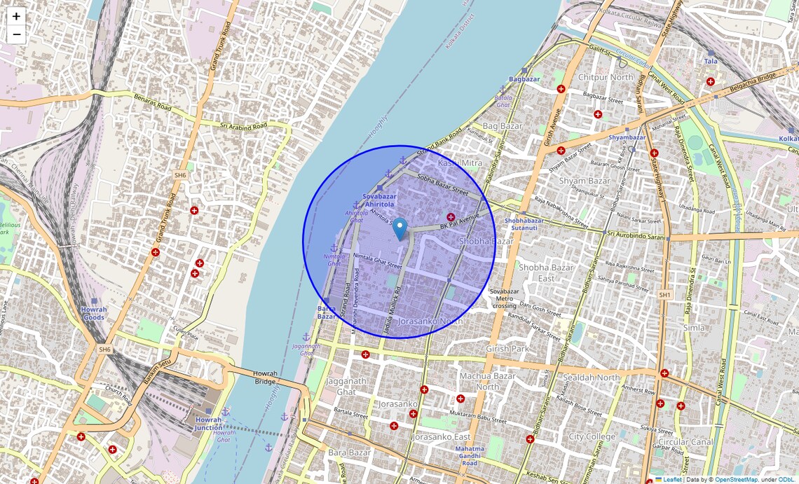 Location Map of Ahiritola, Kolkata