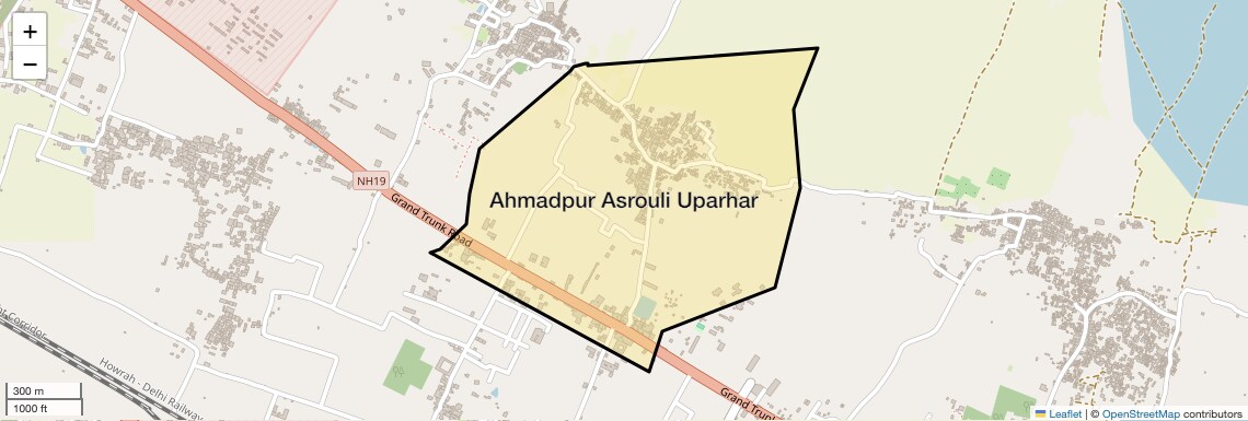 Location Map of Ahmadpur Asrouli Uparhar, Allahabad