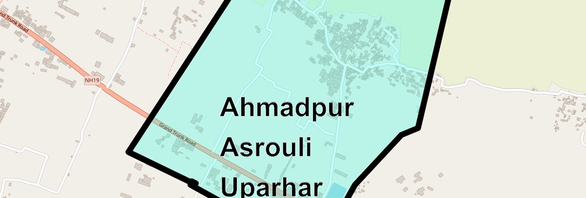 Location Map of Ahmadpur Asrouli Uparhar, Allahabad
