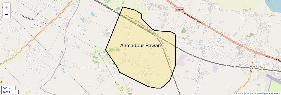 Location Map of Ahmadpur Pawan, Allahabad