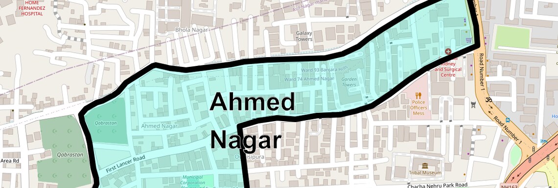 Location Map of Ahmed Nagar, Hyderabad