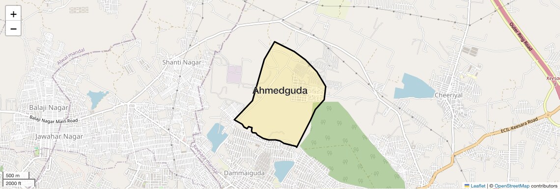 Location Map of Ahmedguda, Hyderabad