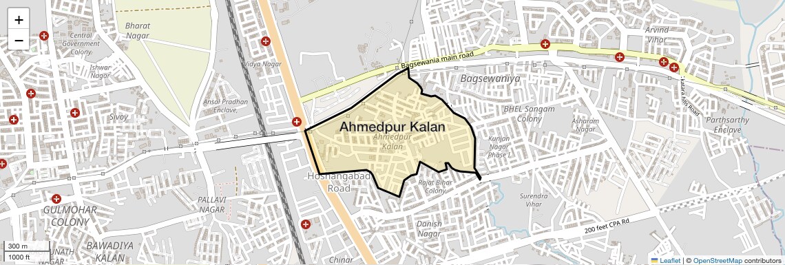 Location Map of Ahmedpur Kalan, Bhopal