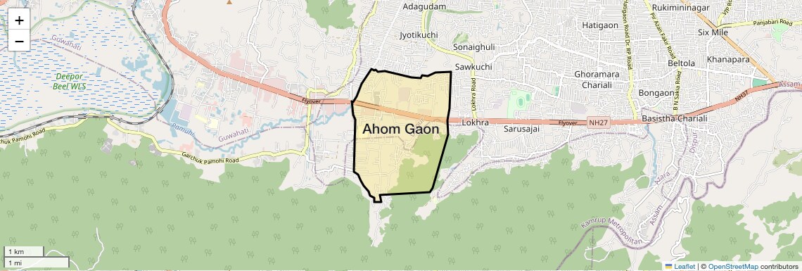 Location Map of Ahom Gaon, Guwahati