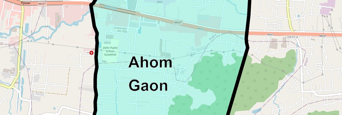 Location Map of Ahom Gaon, Guwahati