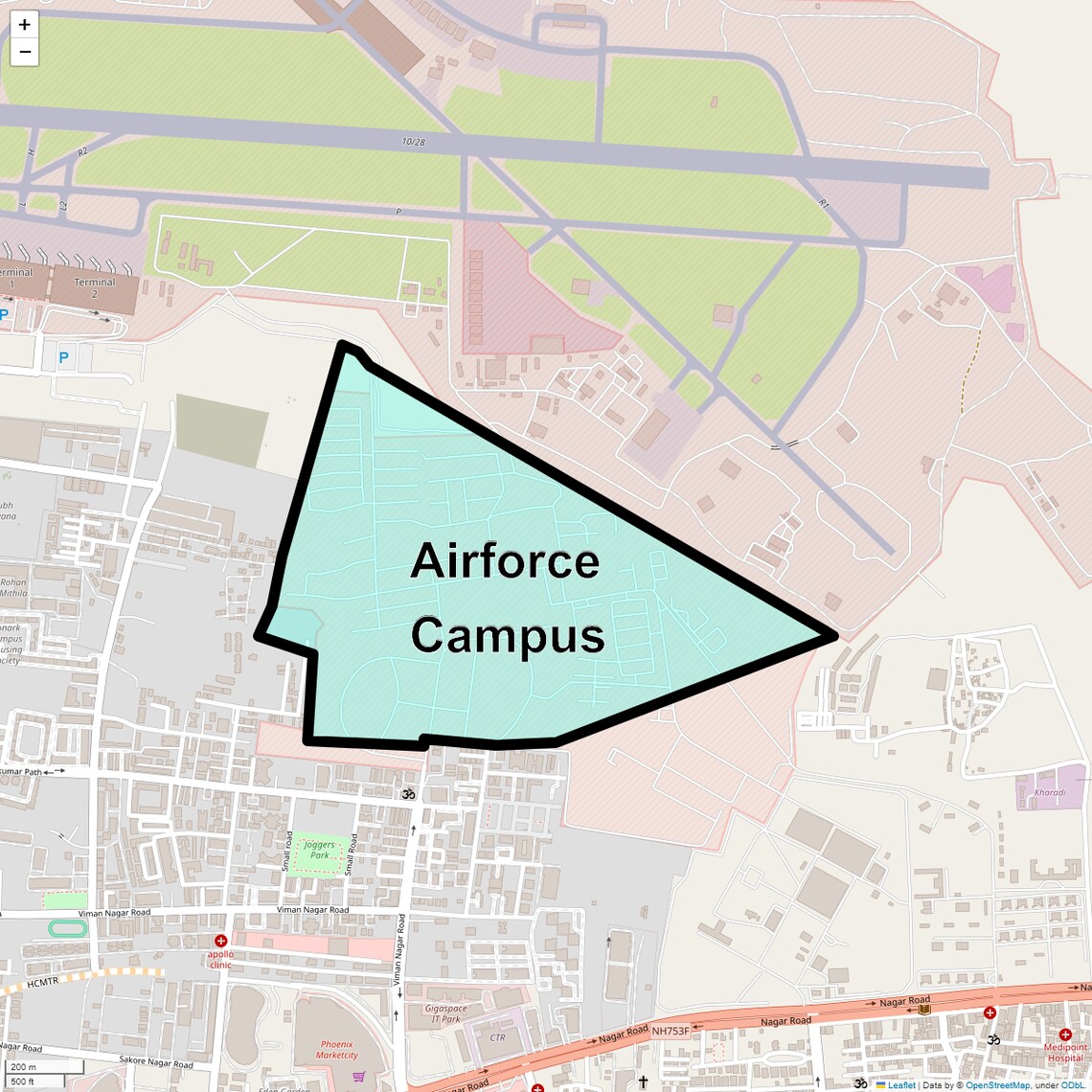 Location Map of Airforce Campus, Pune