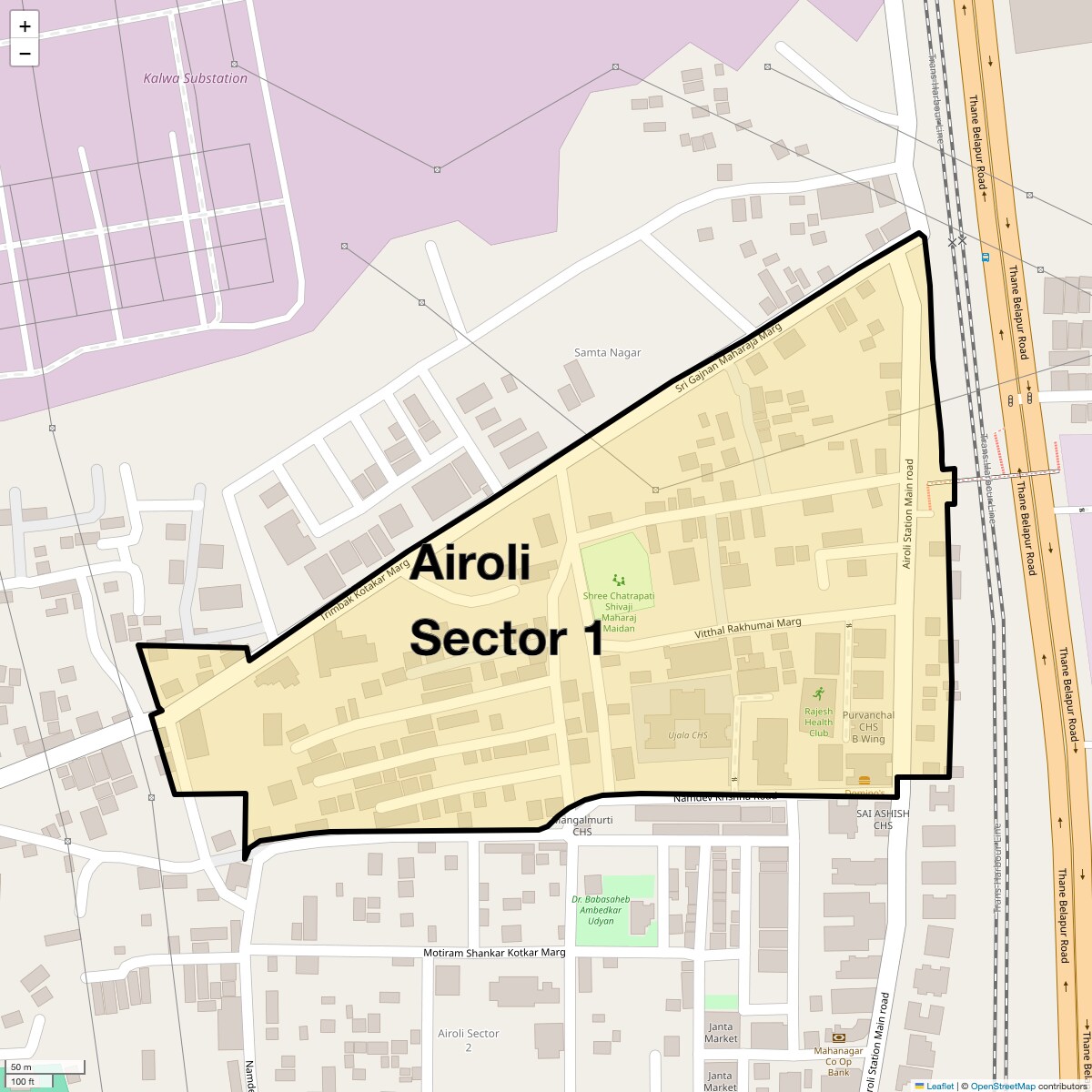 Location Map of Airoli Sector 1, Navi Mumbai