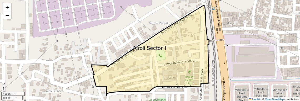 Location Map of Airoli Sector 1, Navi Mumbai