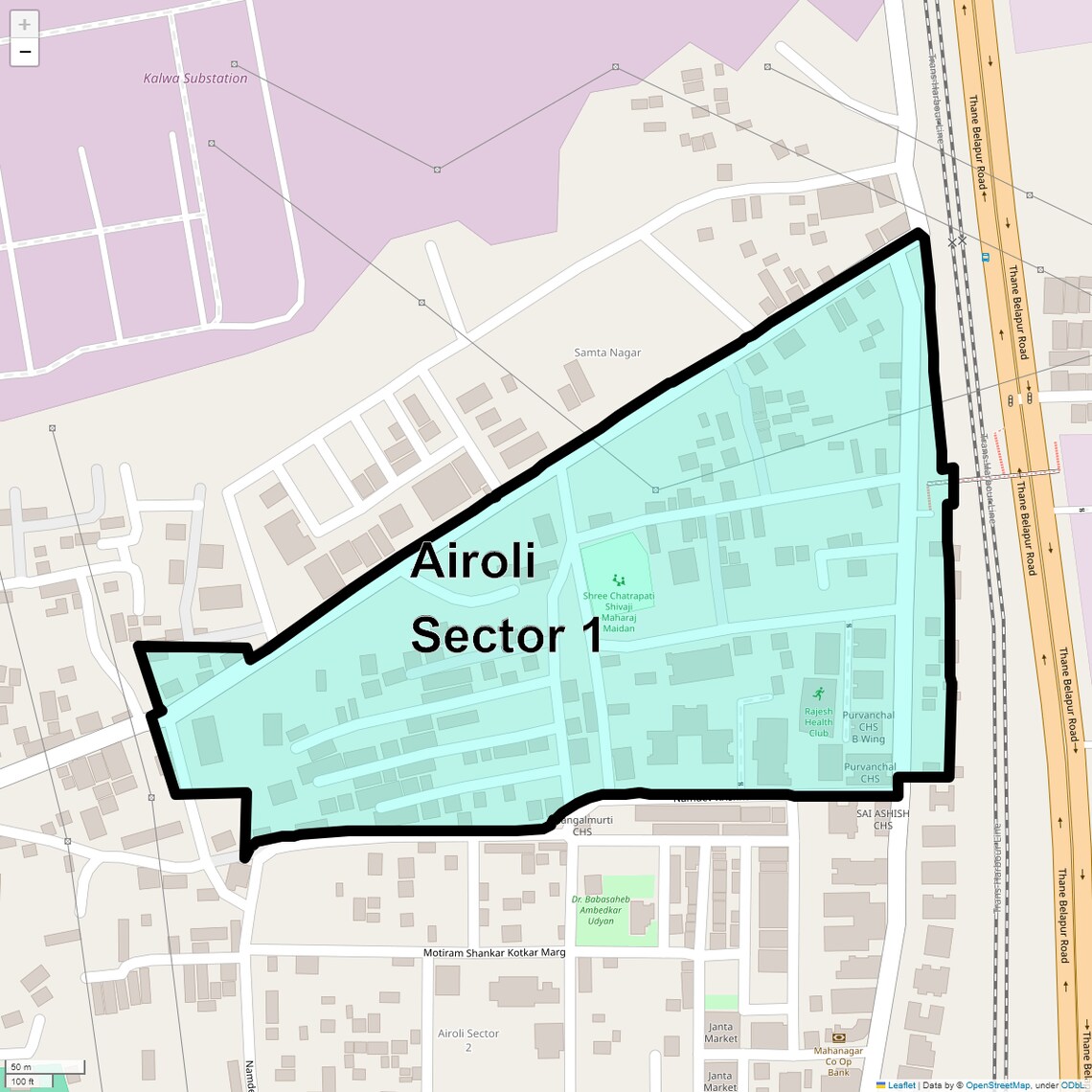 Location Map of Airoli Sector 1, Navi Mumbai