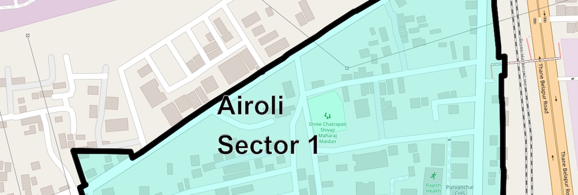 Location Map of Airoli Sector 1, Navi Mumbai