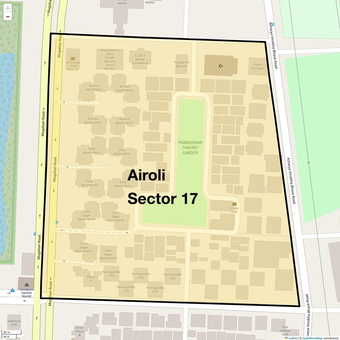Location Map of Airoli Sector 17, Navi Mumbai