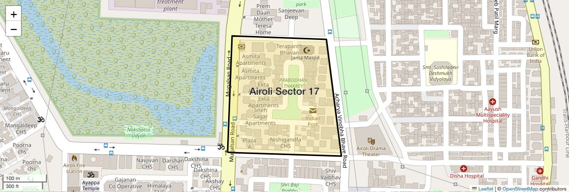 Location Map of Airoli Sector 17, Navi Mumbai