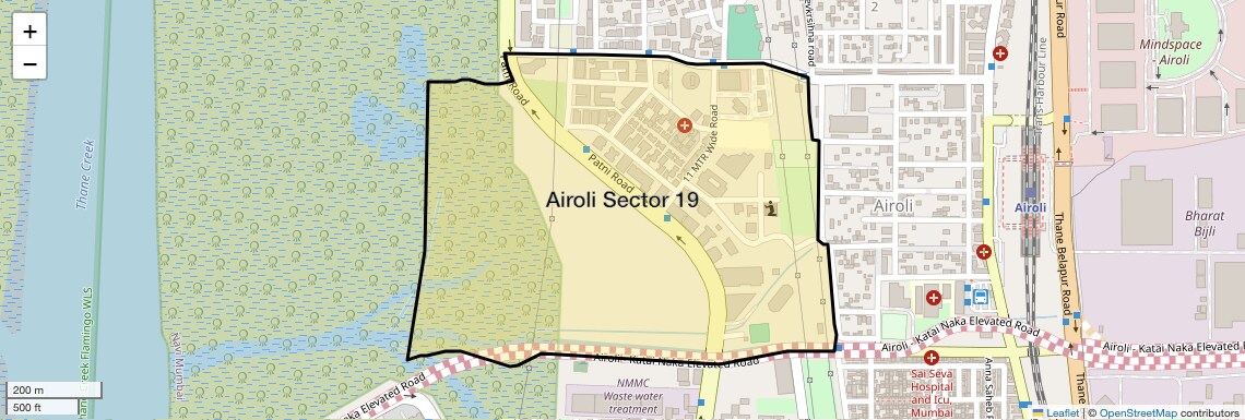 Location Map of Airoli Sector 19, Navi Mumbai