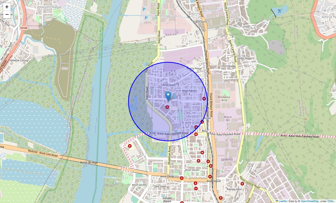 Location Map of Airoli Sector 19, Navi Mumbai