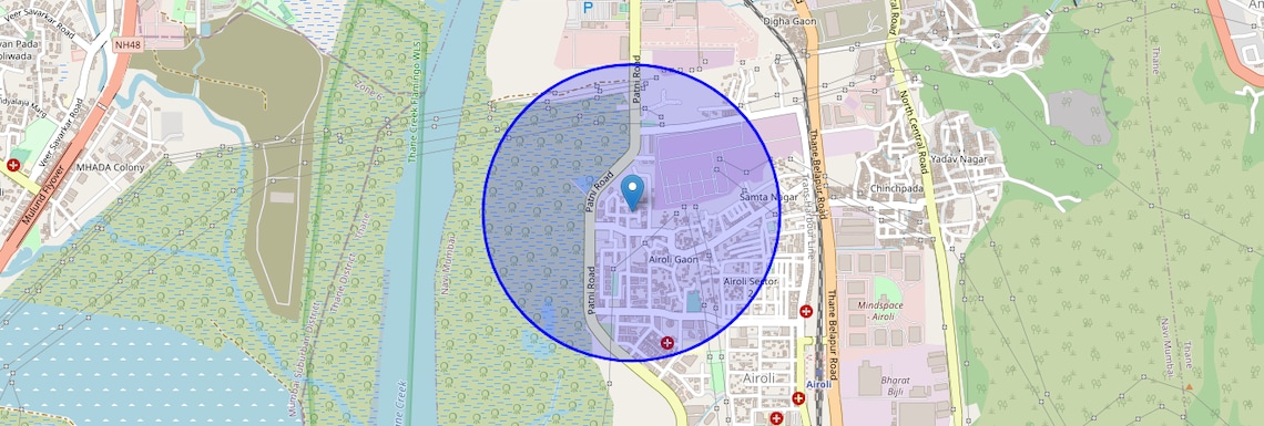 Location Map of Airoli Sector 20, Navi Mumbai