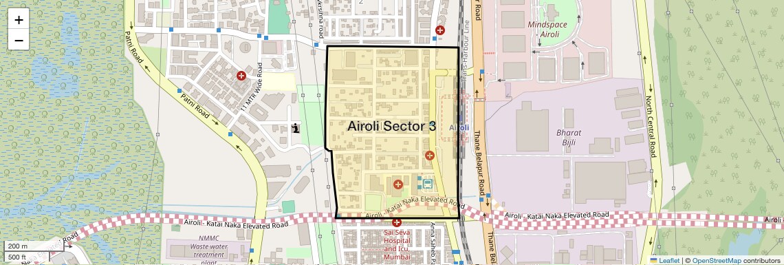 Location Map of Airoli Sector 3, Navi Mumbai