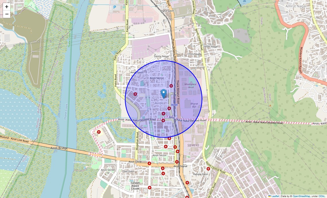 Location Map of Airoli Sector 3, Navi Mumbai