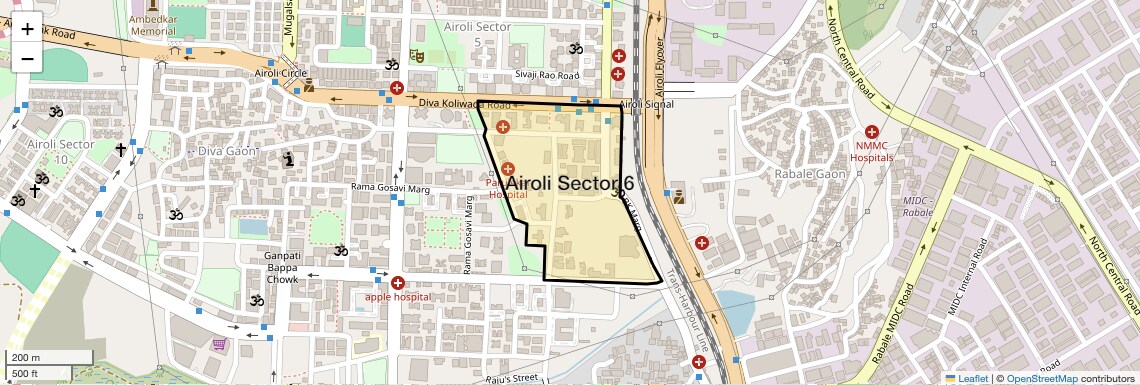 Location Map of Airoli Sector 6, Navi Mumbai