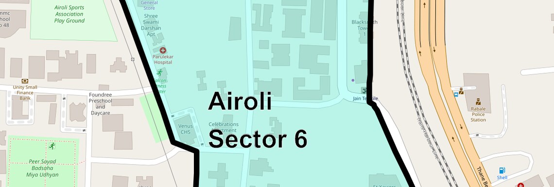 Location Map of Airoli Sector 6, Navi Mumbai