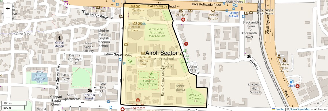 Location Map of Airoli Sector 7, Navi Mumbai
