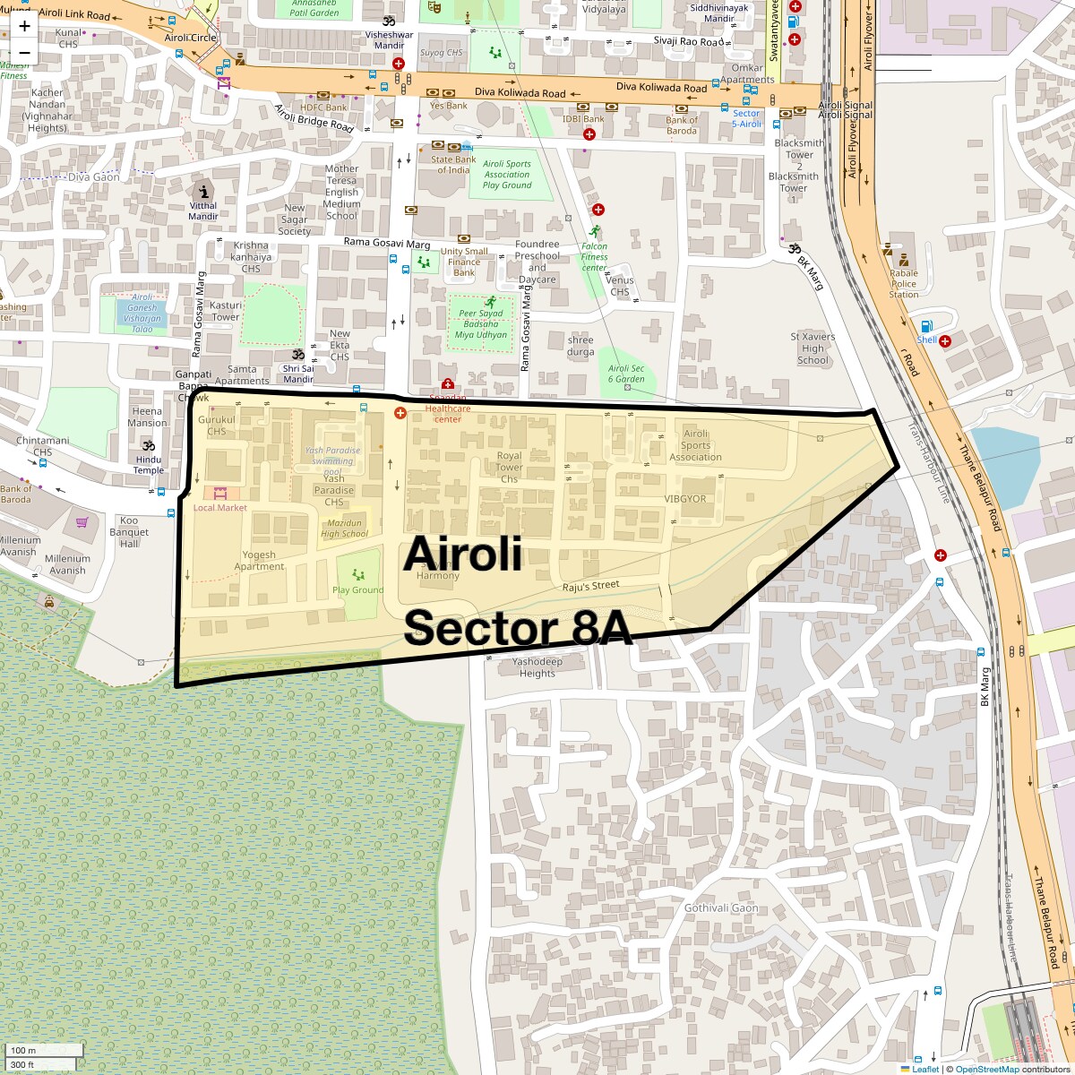 Location Map of Airoli Sector 8A, Navi Mumbai