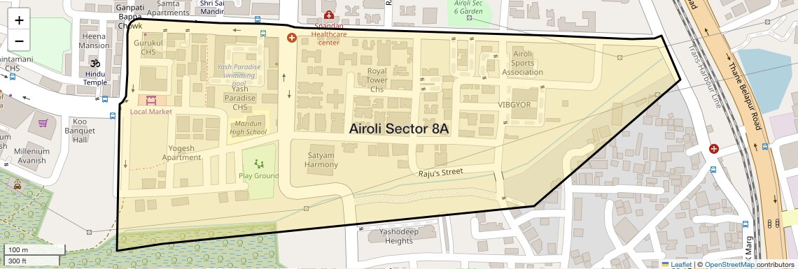 Location Map of Airoli Sector 8A, Navi Mumbai