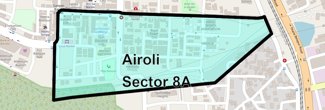 Location Map of Airoli Sector 8A, Navi Mumbai