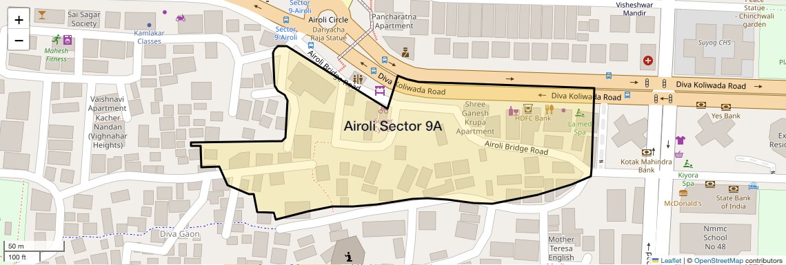 Location Map of Airoli Sector 9A, Navi Mumbai