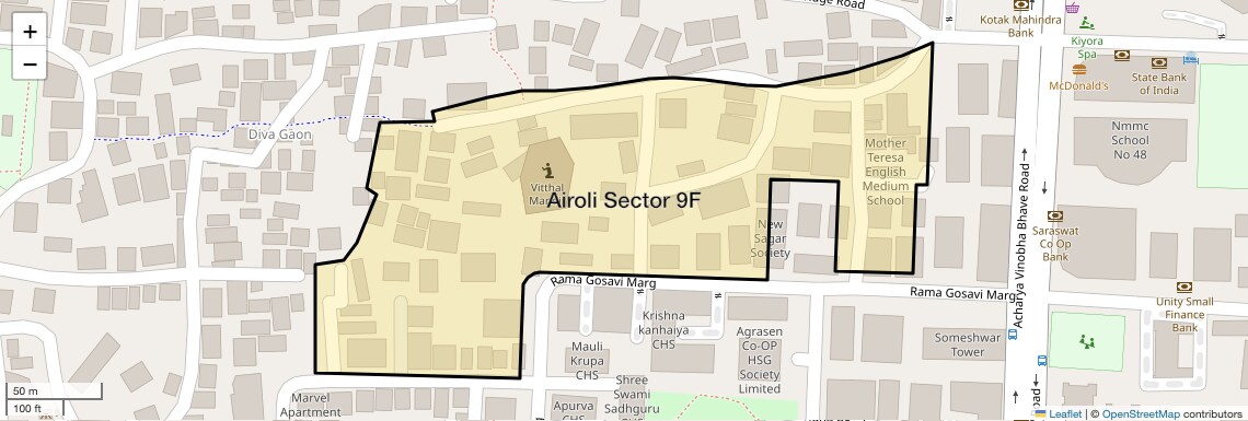 Location Map of Airoli Sector 9F, Navi Mumbai