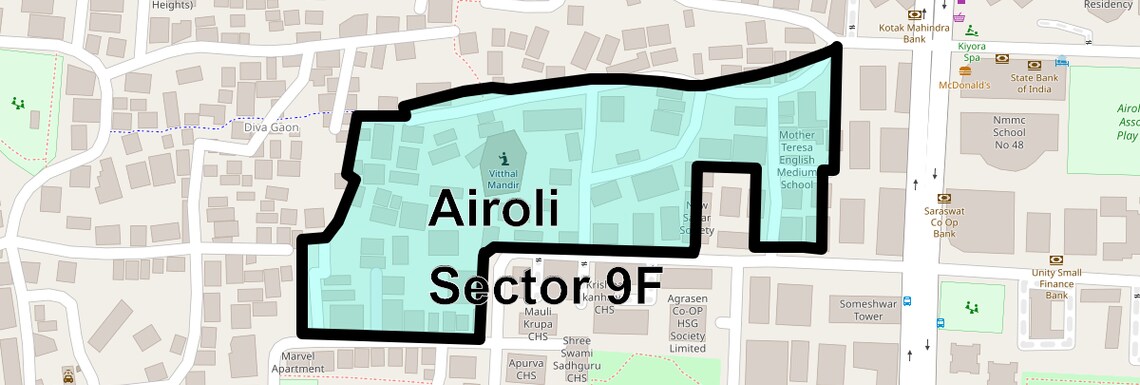Location Map of Airoli Sector 9F, Navi Mumbai
