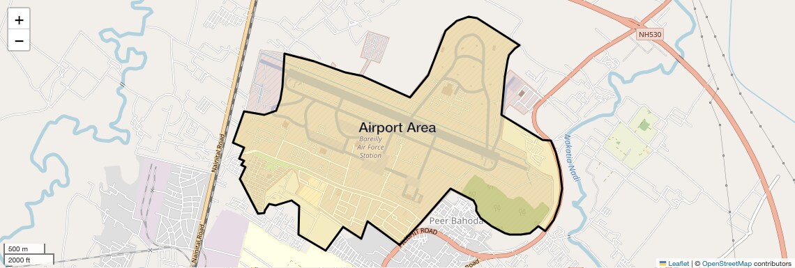 Location Map of Airport Area, Bareilly