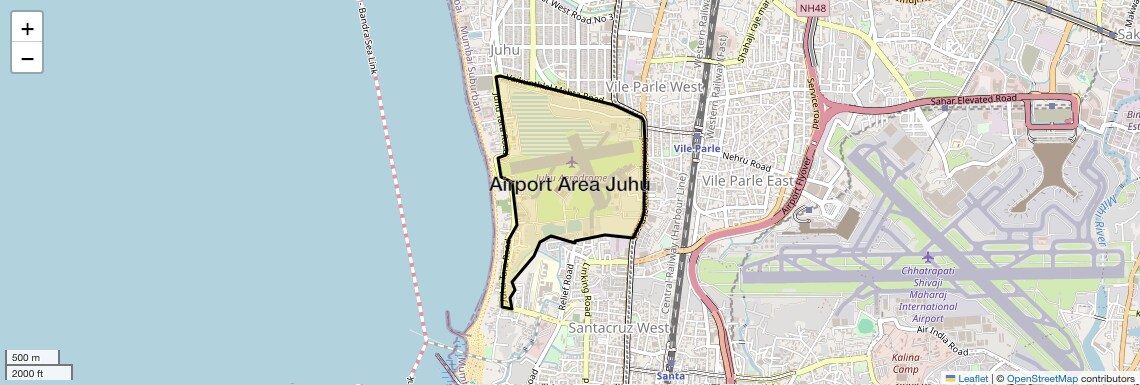 Location Map of Airport Area Juhu, Mumbai