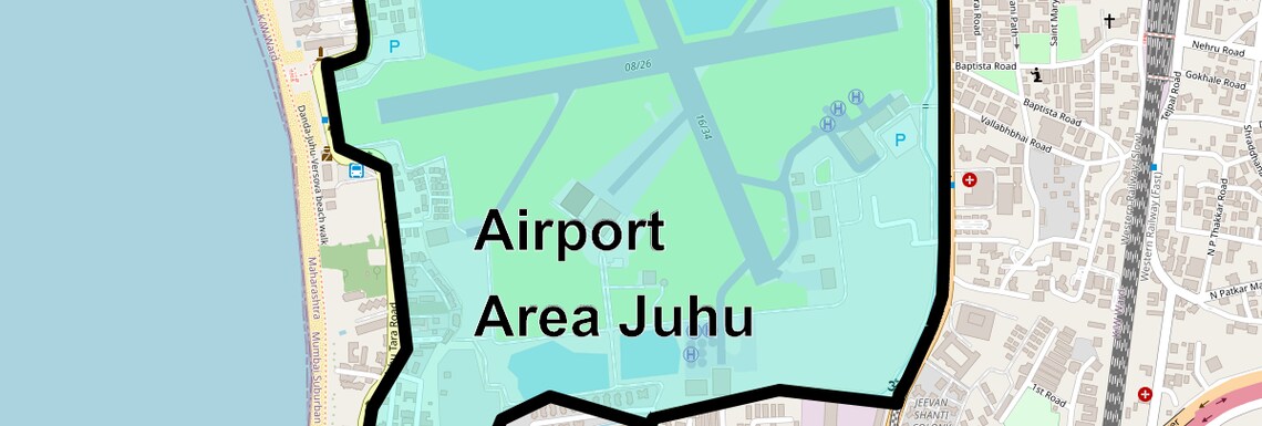 Location Map of Airport Area Juhu, Mumbai
