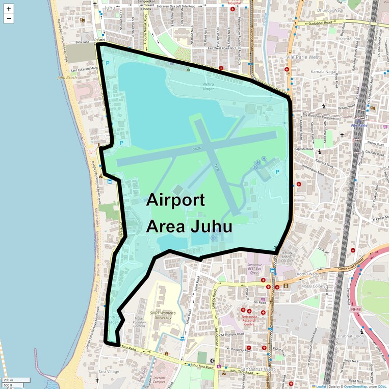 Location Map of Airport Area Juhu