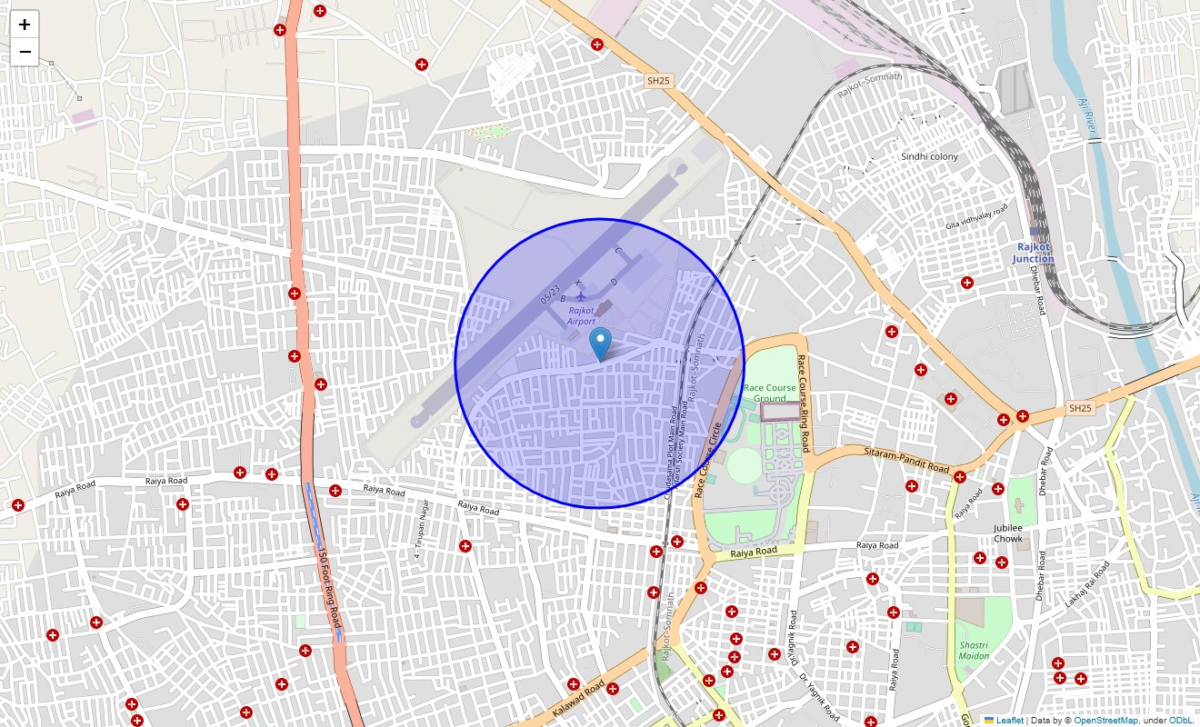 Location Map of Airport Road, Rajkot