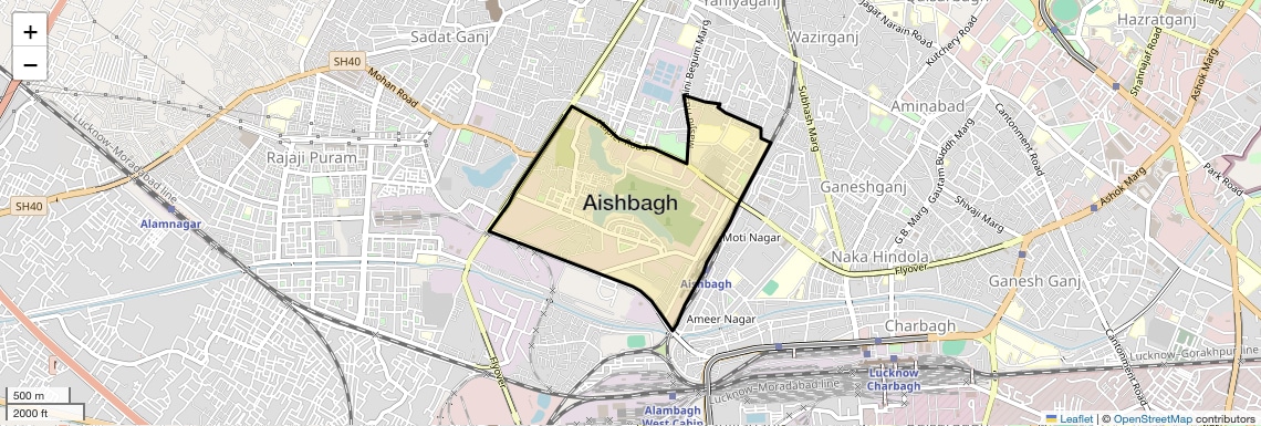 Location Map of Aishbagh, Lucknow