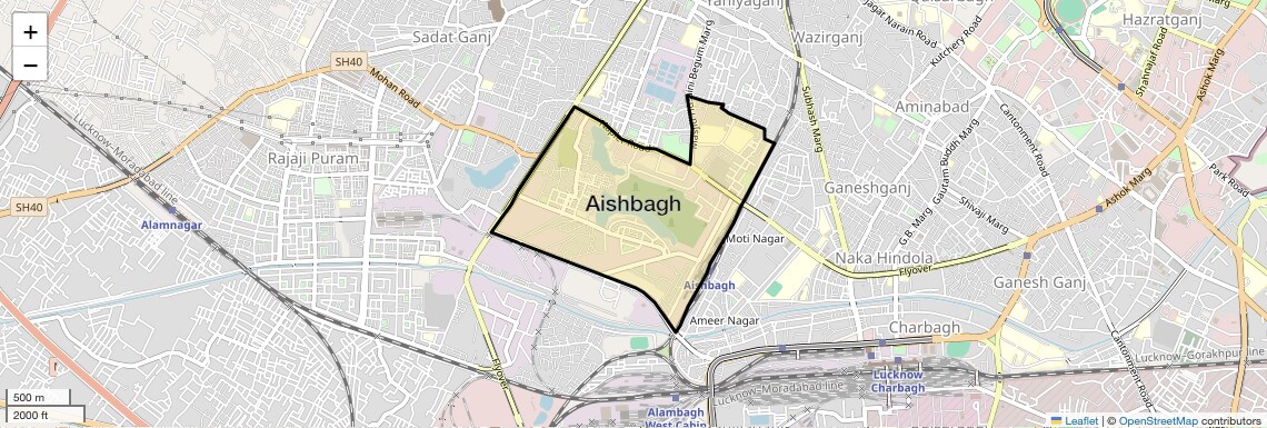 Location Map of Aishbagh, Lucknow